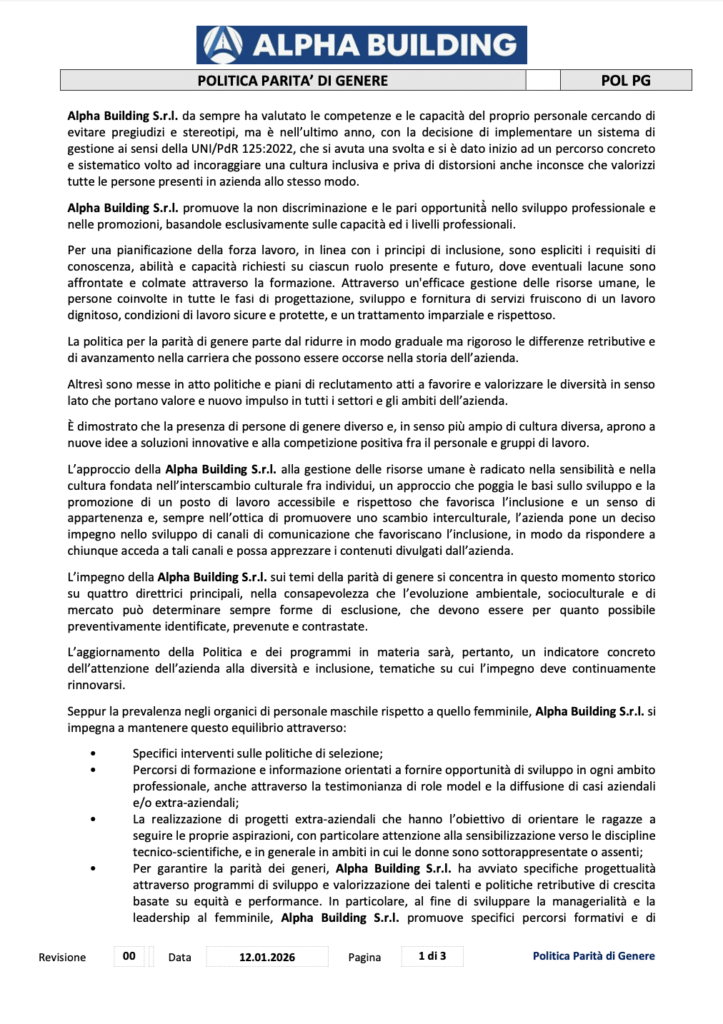 Politica per la parità di genere – pagina 1